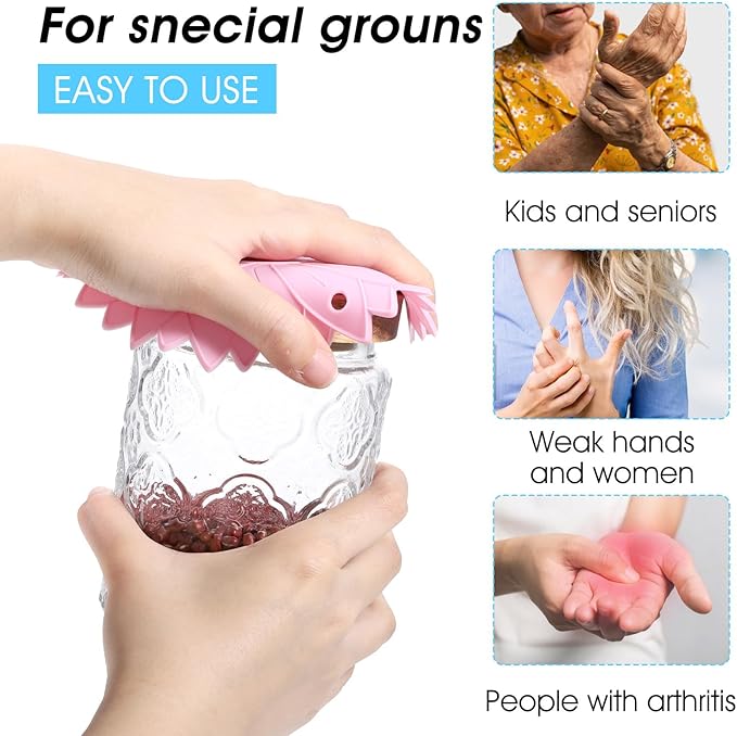 4Pcs Rubber Jar Opener Gripper Pad 6.1inch Non Slip Jar Openers Resistant Coasters Multi Function Botter Opener Tool for Weak Arthritis Hands Seniors Easy Opening(Macaron Colors)
