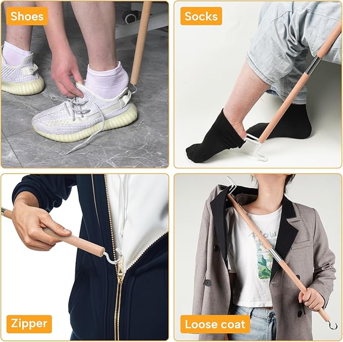 27.2"Dressing Stick,Long Handle Dressing Aid Stick for Elderly and Hip Surgery,Daily Dressing Aid for Pants, Shirts and Sock