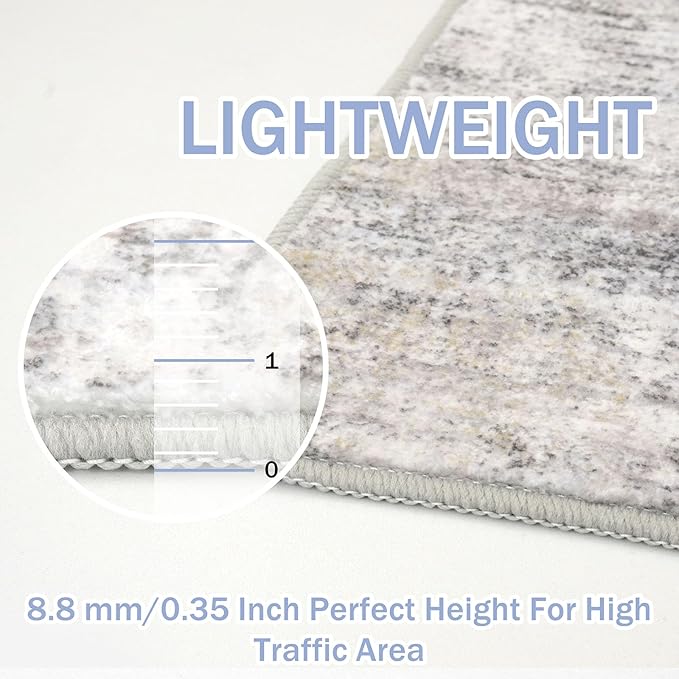 IOHOUZE Small Abstract Area Rug Sets 2x3 and 3x5 Ft Door Mat Indoor Set, Washable Rugs for Entryway Sets, Non Slip Throw Rug Set, Printed Faux Wool Floor Carpet for Foyer Entrance Kitchen, Grey Beige