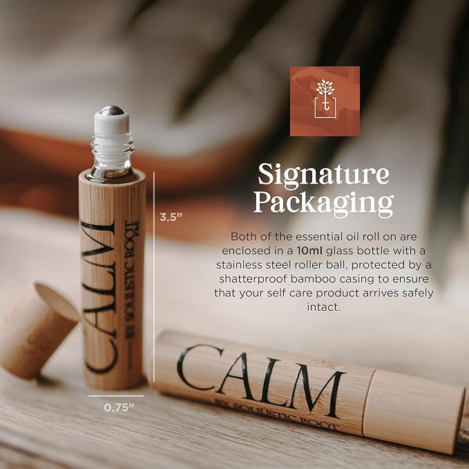 Soulistic Root Calm Essential Oil Roll On for Women – Aromatherapy Blend w/Lavender, Chamomile, Clary Sage – Rollerball for Relaxation, Self Care, Skin, Massage, Wellness & Gift Ideas – 10ml Bottle