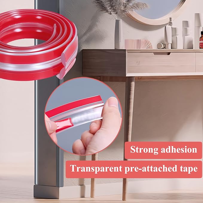 Baby Proofing,Clear Edge Protector Strip,19.7ft(6m) Pre-Tape Silicone Soft Corner Protectors for Kids,Corner Protectors with Upgraded Pre-Taped Strong Adhesive,Against Sharp Corner for Table,Cabinet
