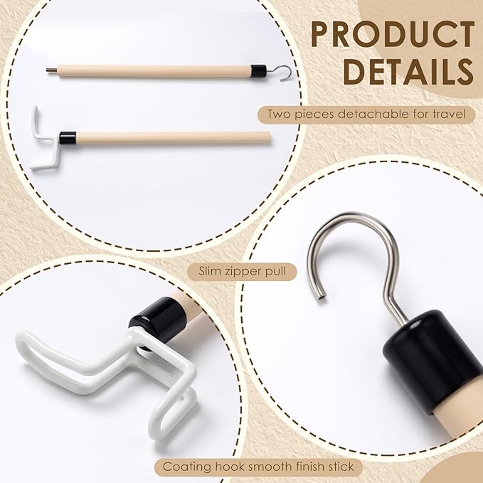 Geelin 4 Pcs 27'' Long Dressing Stick for Elderly Disabled Limited Mobility Dressing Aid for Pants Shoes Socks Shirts Daily Living Aid Hip Replacement Nursing Home Essential Items