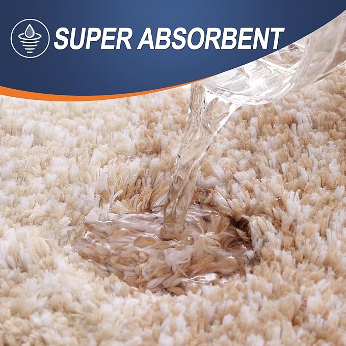 OLANLY Bathroom Rug Set 2 Piece, Soft Absorbent Microfiber Bath Rug Set, Non-Slip, Machine Wash Dry, Plush Shaggy Bath Mats for Bathroom (47"x20"+24"x16", Beige)