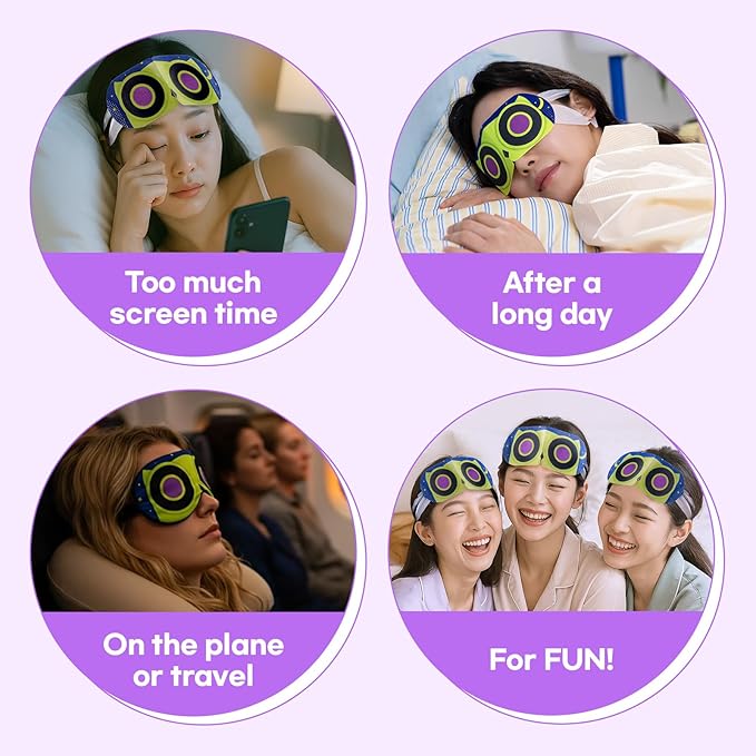 OOwl Mighty Steam Eye Mask, 12 Pack Disposable Self-Heating Warm Compress for Dry Eyes, Puffy Eyes, and Fatigue Relief, Unscented Heated Sleep Mask for Travel, Spa, Home & Gifts for Women & Men