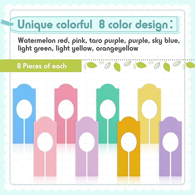 Sintuff 64 Pcs Hanging Closet Size Dividers Clothing Rack Dividers Rectangular Reusable Closet Separators for Clothing Racks Retail (Multicolor)