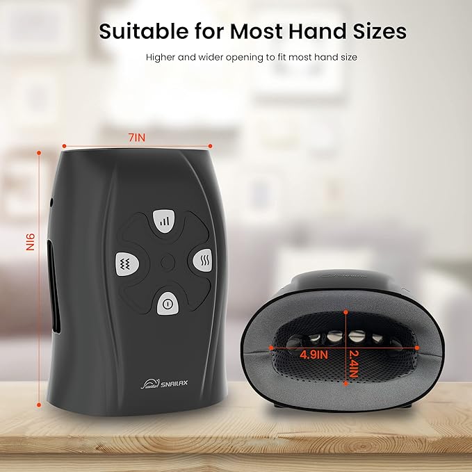 Snailax Hand Massager with Heat and Compression, Vibration, Cordless Hand Massager for Arthristis, Carpal Tunnel, Gifts for Women, Men, Mom(Black)