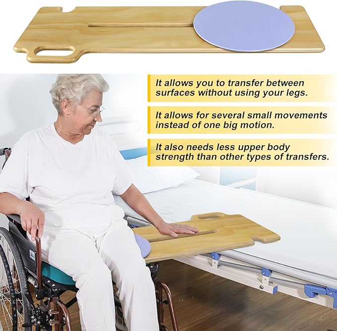 Transfer Board Patient Slide Assist Device for Transferring Patient Elderly, and Disabled from Wheelchair to Bed, Toilet, Bathtub, Sliding Boards Platform with Single Handle (33" x 12" x 0.7")