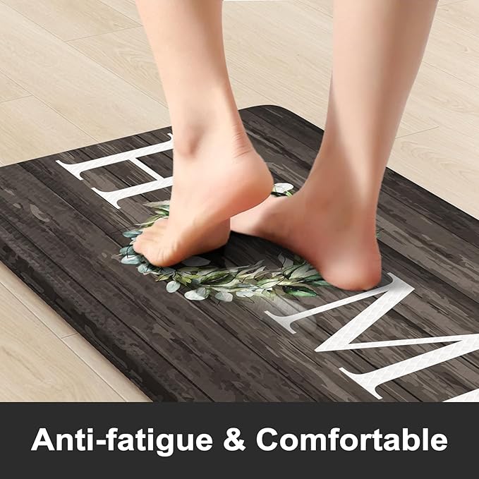 KIMODE Anti Fatigue Kitchen Mat 2PCS,Non-Skid Waterproof Kitchen Rugs,Farmhouse Kitchen Mat for Floor,Cushioned Comfort Foam Standing Mat for Home,Laundry,Office,Sink,Desk