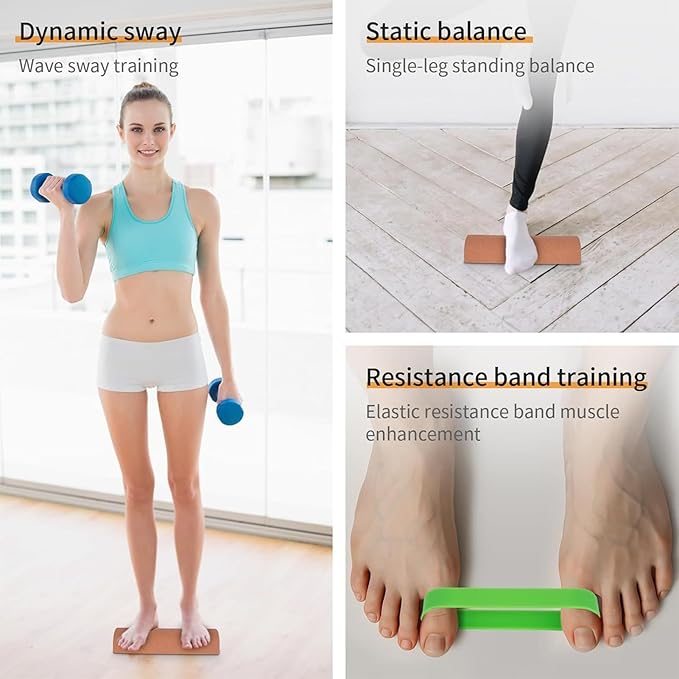 Foot Stability Board, Cork Exercise Trainer Kit, Feet Balance Training Board, for Seniors, Dancers, Athletes, Sports Lovers, Cyclists, Yoga, Home, Gym, Fitness