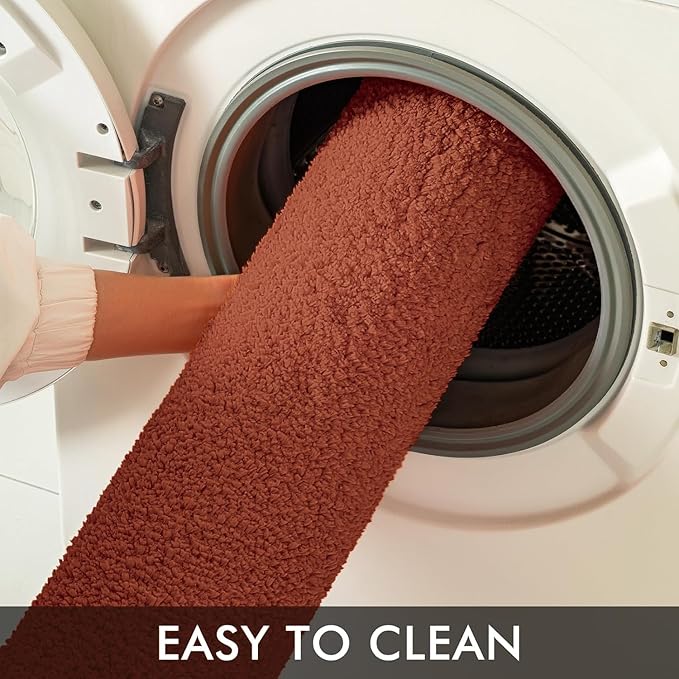 MIULEE Rust Bathroom Runner Rug 24x60 Inches, Long Bath Mat for Bathroom Floor Bathtub Showers, Machine Washable Absorbent Microfiber Carpet with TPR Anti-Slip Back