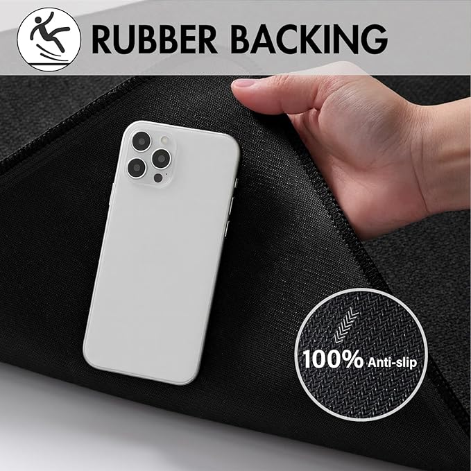MIULEE Set of 2 Ultra Thin Bathroom Rugs, Rubber Bath Mat, U-Shaped Toilet Rug for Bathroom, Non Slip Quick Dry Absorbent Machine Washable, Fit Under Door, Shower, Sink, Black, 17"x27"+20"x24"