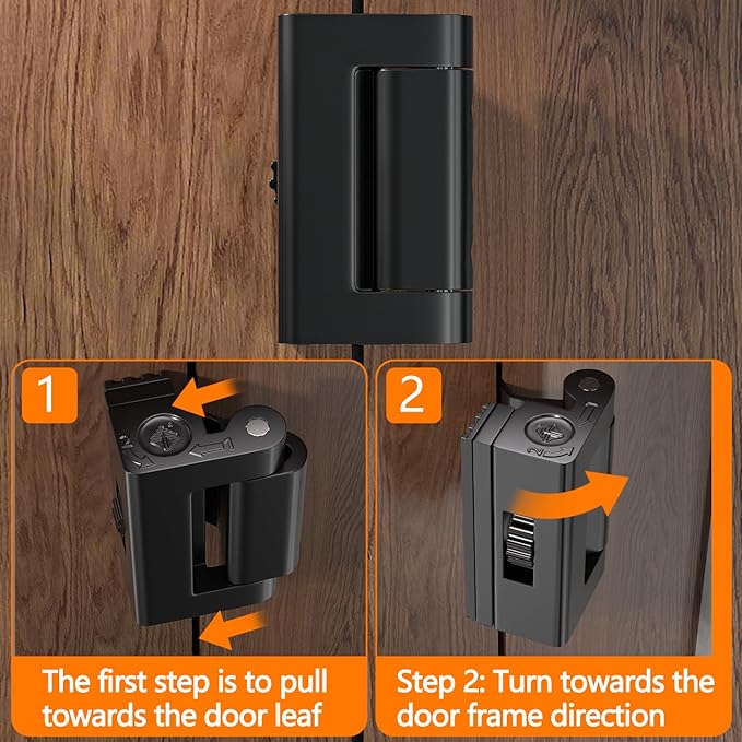 INIRET Adjustable Home Security Door Reinforcement Lock，Heavy Duty Zinc Alloy Door Lock,Childproof Safety Door Lock，Security Device for Enhanced Safety,Prevents Unauthorized Entry (1, Black)