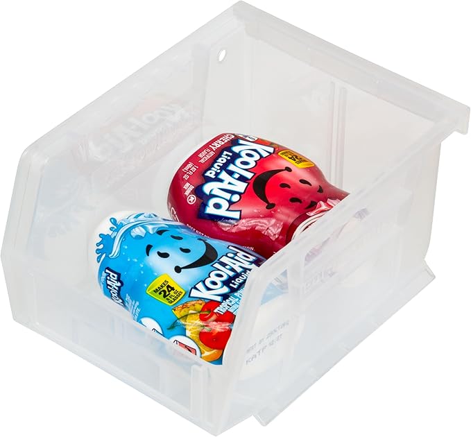 Akro-Mils 30210 AkroBins Plastic Storage Bins, Space-Saving Stackable Bins for Garage, Pantry, Craft Organization, 5-Inch x 4-Inch x 3-Inch, Clear, 24-Pack
