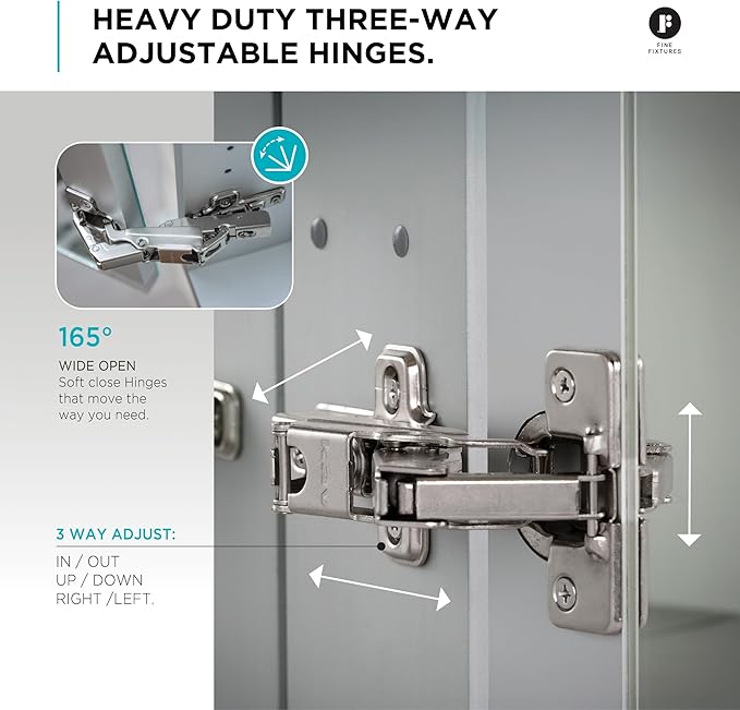Fine Fixtures Bathroom Medicine Cabinet, Aluminum, Recessed/Surface Mount, Right/Left Hinged, Mirrored Interior (15 X 24)