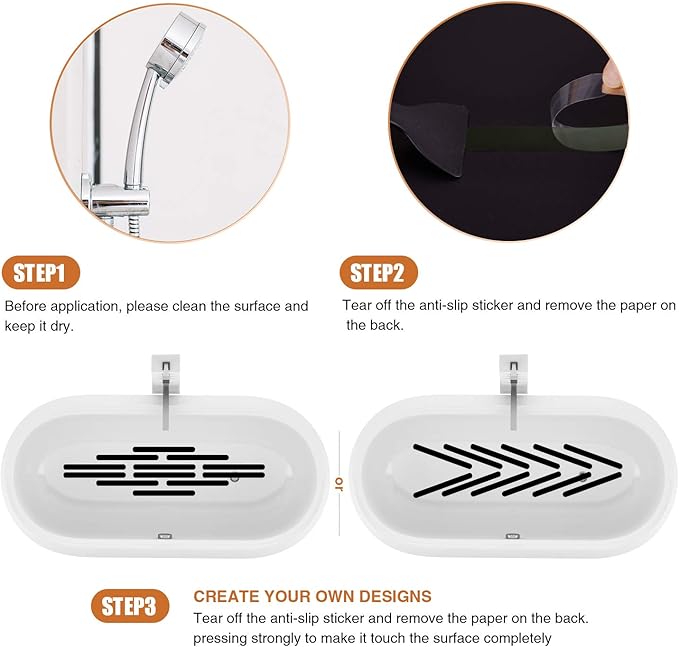 Non-Slip Bathtub Stickers 24 PCS Safety Bathroom Tubs Showers Treads Adhesive Decals Scraper (Black)