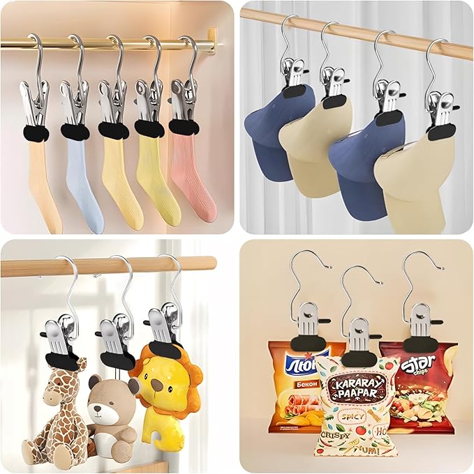 Clothes Pins 25-Pack Laundry Hook Hangers Clothes Hanger Clips for Closet Organizer Socks Towels Clips Heavy Duty Clothespins Bulk Clothes Hanger Clips for Wardrobe Travel Pants Socks Handbag