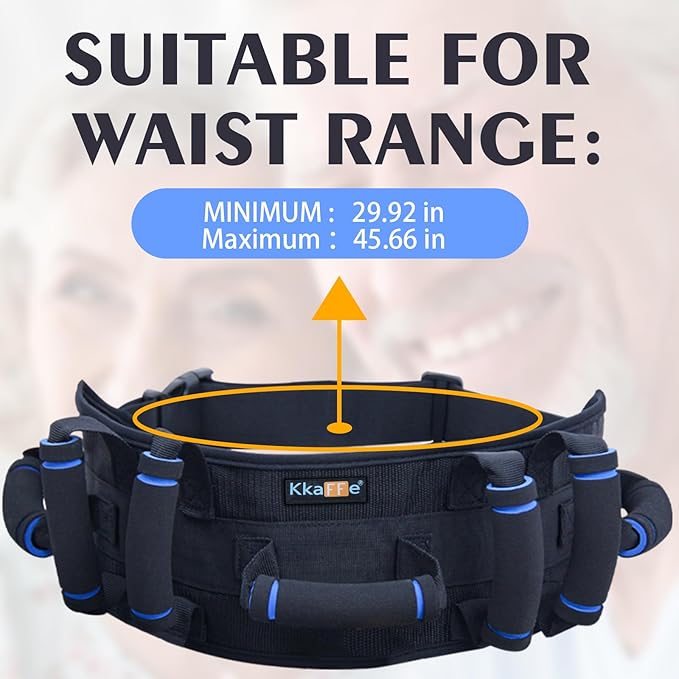 Gait Belt with Handles, Transfer Belt for Elderly, Patient Gait Belts, Transfer Belt Assist, Gait Belts for Seniors, Upgraded Using Rubber Handles (Black)