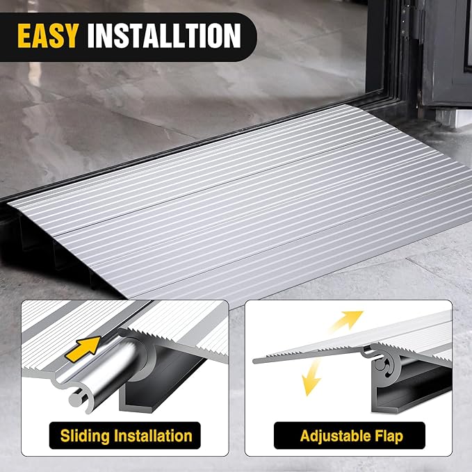 Nilight Door Threshold Ramp, 4" Rise Portable Aluminum Wheelchair Door Entry Ramps for Sheds Doorways Home Steps