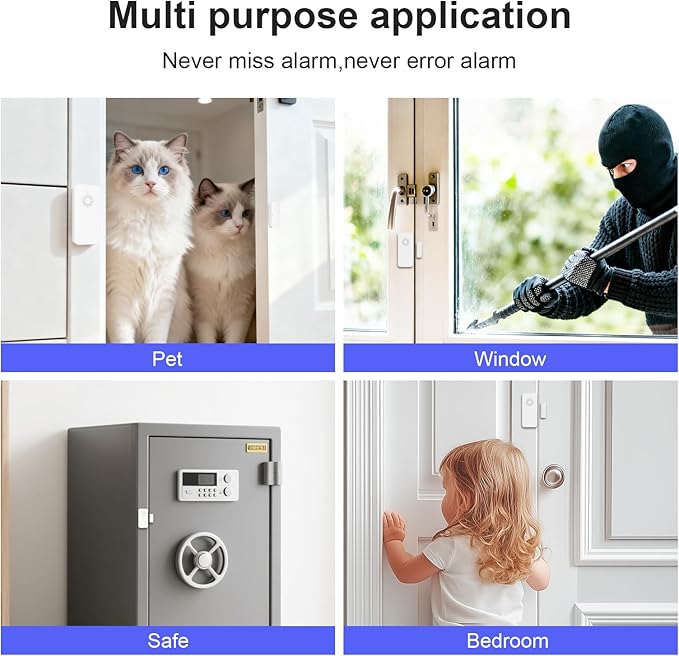 Wireless Door and Window Alarm Sensor,120dB Requires PGST Hub (not 3rd-Party),Zigbee Connection,Smart Life or Tuya APP Control,3 Years Battery Life,Easy to Install,for Basement,Garage,Warehouse