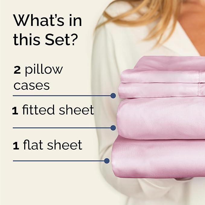 Twin 4 Piece Sheet Set - Cooling & Breathable Bed Sheets - Hotel Luxury Bed Sheets for Women, Men, Kids & Teens - Bedding with Deep Pockets & Easy Fit - Soft and Wrinkle Free - Twin Light Pink Sheets
