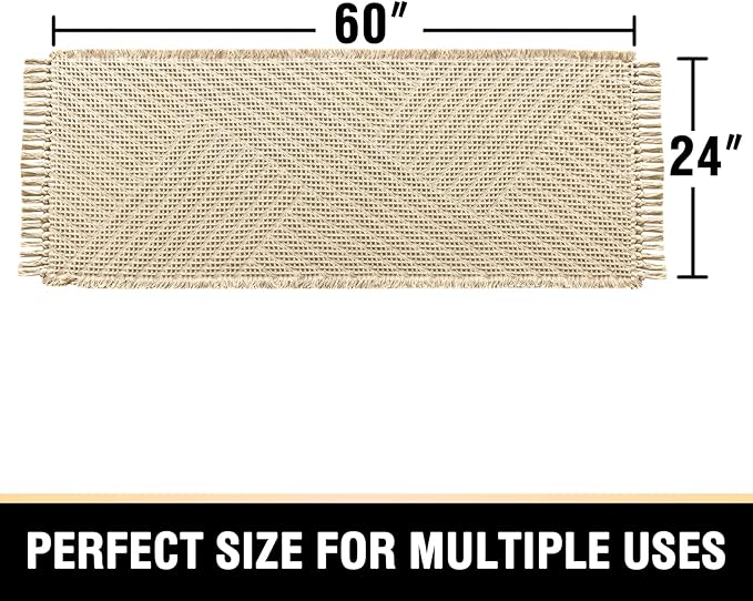 H.VERSAILTEX Waffle Bath Runner Rug Long Bath Mat Super Absorbent Boho Bath Rugs Non Slip Bath Runner for Bathroom Floor Machine Washable Dry Fast Bathroom Rugs with Tassels, 24" x 60", Sand
