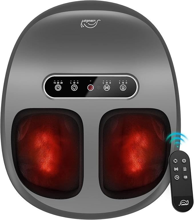 Snailax Foot Massager with Heat and Compression, Shiatsu Foot Massager for Neuropathy and Plantar Fasciitis, Deep Kneading, Rolling, Remote Control, Fits up to Size 14, Gifts
