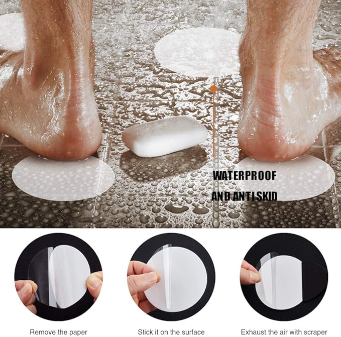 Non-Slip Bathtub Stickers, 24PCS Safety Bathroom Tubs Showers Treads Adhesive Decals Scraper