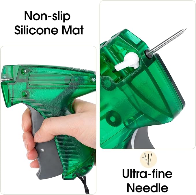 BEVTEE Tagging Gun for Clothing, Green Tag Gun Kit with 5 Needles, 1120 Barbs Fasteners & 1 Hard EVA Case, Durable and Easy to Use Tagging Tool for Clothes, Fabric, Retail Price Tags and DIY
