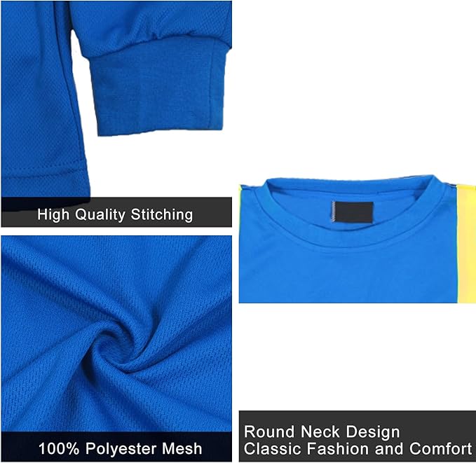 FONIRRA Hi Vis Shirts for Men Reflective ANSI Class 2 Safety Long Sleeve High Visibility Work Construction T Shirts Blue
