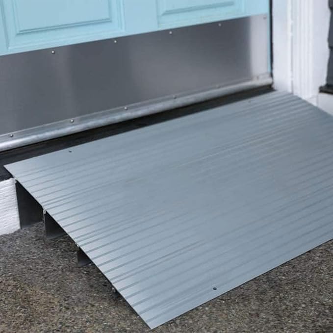 EZ-ACCESS - Threshold Ramps for Doorways - Portable Wheelchair Ramp for Home Steps, Aluminum Door Threshold Sliding Doors, Walker & Wheelchair Access - Adjustable Modular Transitions, 4" Rise