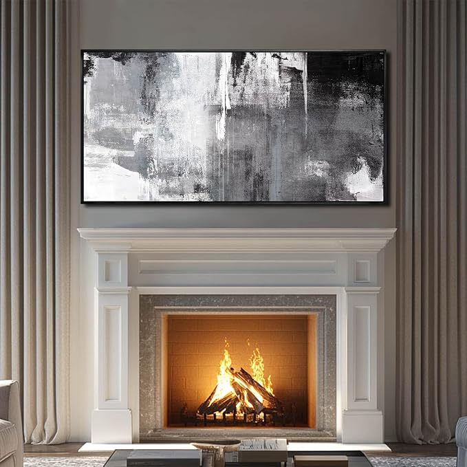 SOUGUAN Home Decor Grey oil Painting Canvas Wall Art Abstract Pictures for Living Room Bedroom Kitchen Dinning Room Wall Decoration 24"x48"