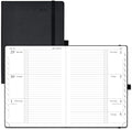POPRUN 2026 Weekly & Monthly Planner Calendar, 6.75" x 8.75" Medium, Horizontal Layout with Lined Sections, Jan. 2026 - Dec. 2026, Leather Hardcover, 100GSM Paper, Inner Pocket - Black