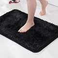 MIULEE Black Bathroom Rugs Non Slip Bath Mat 24'' x 40'' Shaggy Soft Bath Rug Plush Microfiber Absorbent Water for Shower Tub Machine Washable (Black, 24x40 Inches)