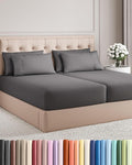 Split King 7 Piece Sheet Set - Cooling & Breathable Bed Sheets - Hotel Luxury Bed Sheets for Women, Men, Kids & Teens - Deep Pockets - Easy Fit - Soft and Wrinkle Free - Split King Dark Grey Sheets