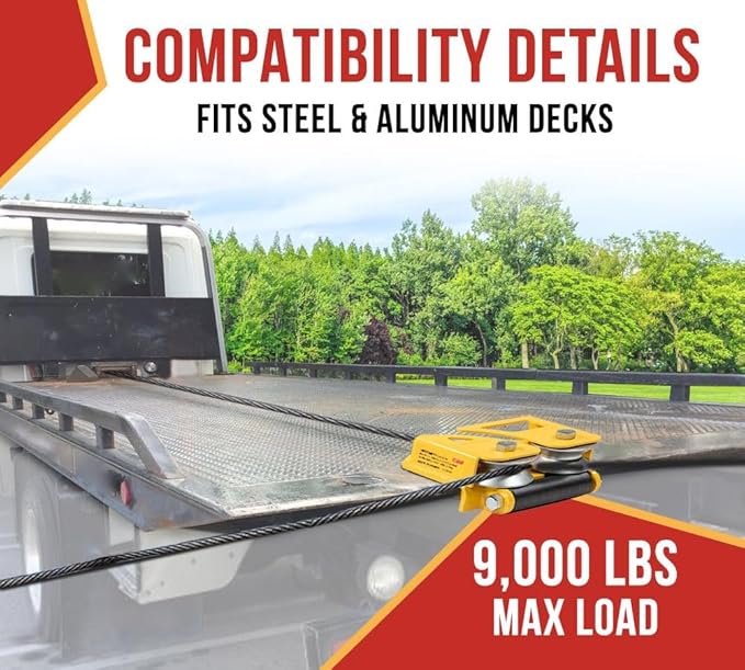 Mytee Products 2 Pack Quick Installation Side Puller Recovery Tool for Vehicle Towing & Angled Winching - 9,000 lbs WLL Powder Coated Steel Compatible with Steel & Aluminum Flatbed Trailers