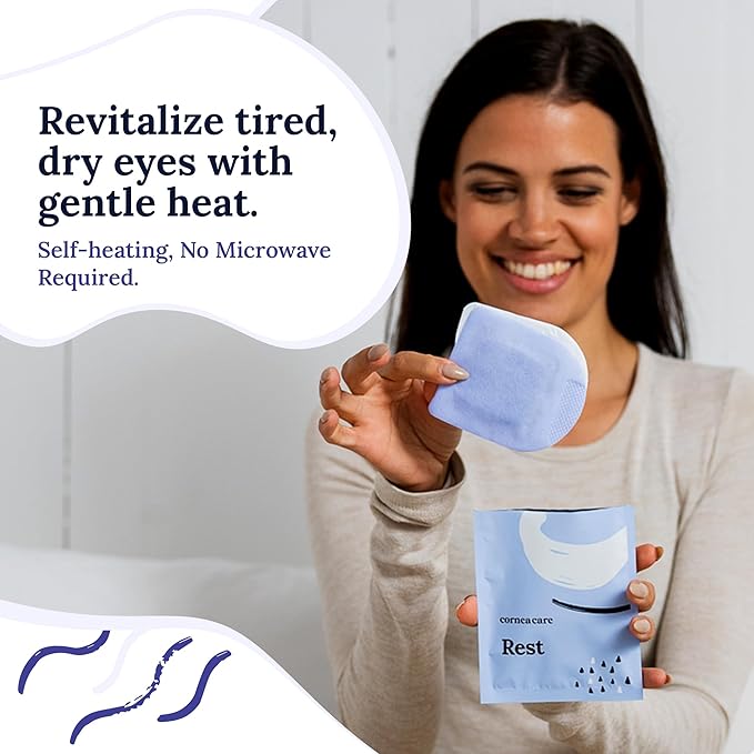 CorneaCare Rest: Self Heating Warm Compress for Dry Eyes | Heated Eye Mask for Fast Relief | Steam Mask for Stye Care | No Microwave or Washcloth Needed | Travel Ready Warm Compress | 30 Count