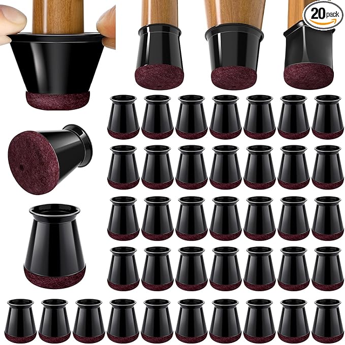 BUMACO Chair Leg Floor Protectors Chair Leg Protectors for Hardwood Floors Silicone Pads Covers to Protect Floors Black-40 Pcs Universal XS (8/16"-15/16")