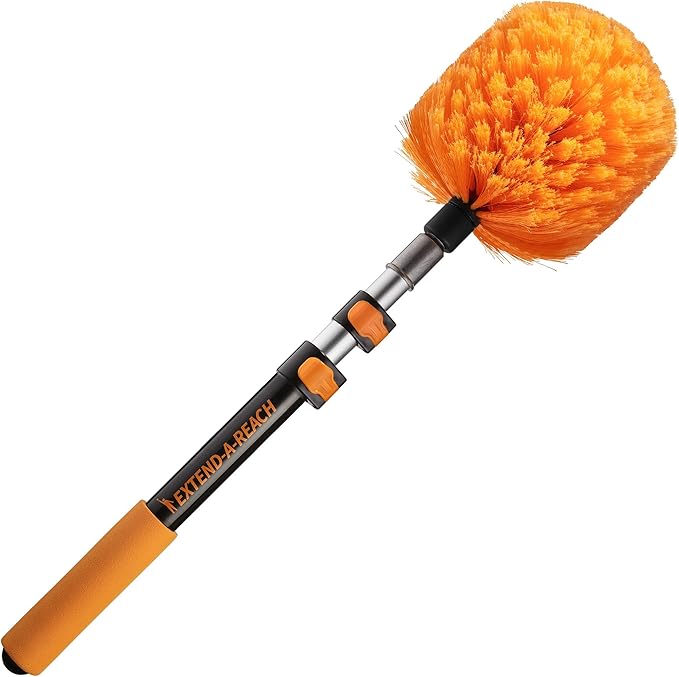 18-48״ Cobweb Duster with Extension Pole Outdoor & Indoor // Cobweb Brush and Spider Web Remover for Outside & Inside Use // Spider Brush with Lightweight & Sturdy Telescopic Extension Pole