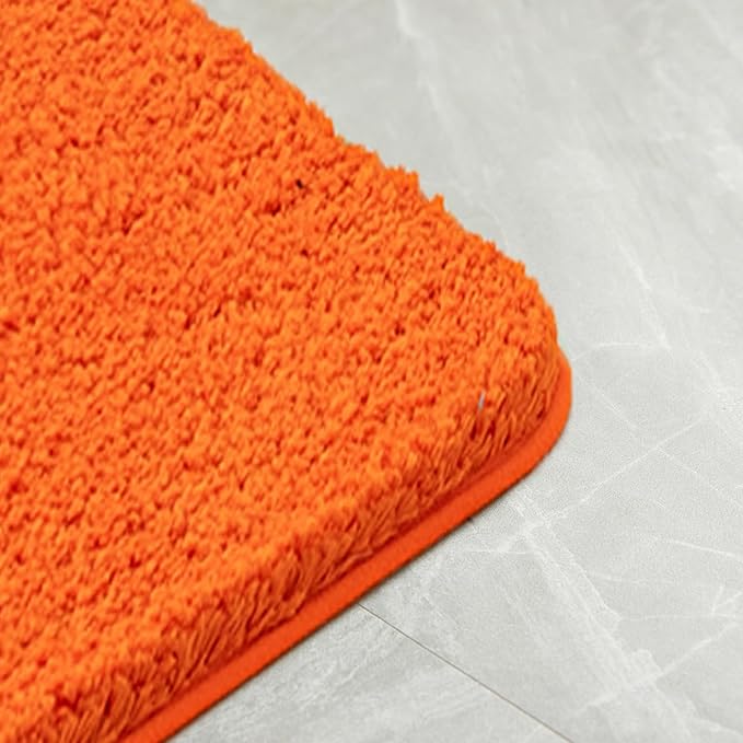 MIULEE Orange Bathroom Rugs Non Slip Bath Mat 24'' x 48'' Shaggy Soft Bath Rug Plush Microfiber Absorbent Water for Shower Tub Machine Washable