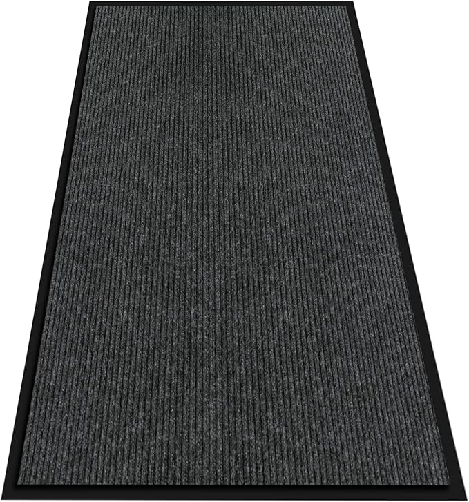 3' X 10' Commercial Grade Hallway Runner Rug, Industrial Rug Heavy Duty Brush Step Entrance Mat Weather Utility Rug with Non Slip Rubber Backing, Commercial Traffic Guard Door Carpet, Black