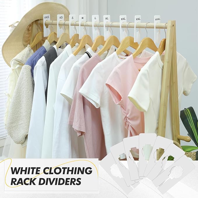 Blulu 25 Pack Closet Rack Dividers Rectangular with Marker Pen White Clothing Hanger Dividers Writable and Reusable for Sorting Clothing Size, Color
