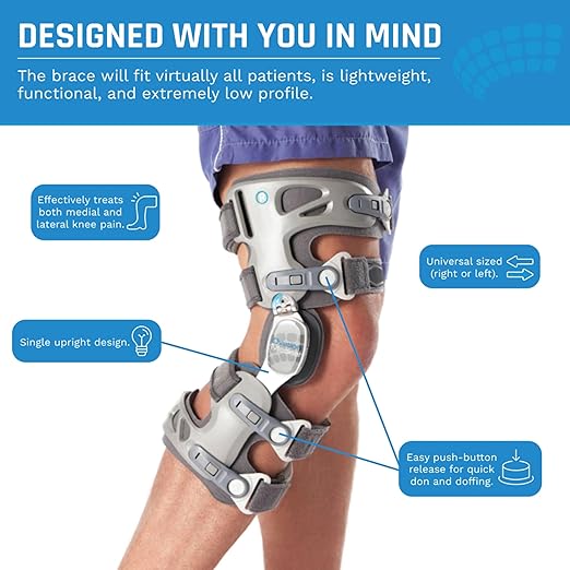 Ovation Medical Game Changer Unloader Knee Brace - Lightweight, Low Profile OA Knee Brace for Arthritis Pain and Support - Premium Knee Support for Medial and Lateral Knee Pain (Left)