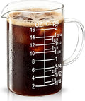 BCnmviku Graduated Glass Measuring Cup -500 ML /16 Oz/ 2 Cup Easy to Read [Insulated Handle | V-Shaped Spout] - High Borosilicate Glass Measuring Cup for Kitchen or Dining (500ml)