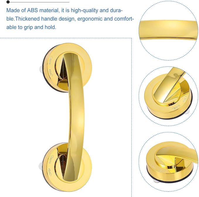 Strong Suction Grab Bar Safety Handrail Non-Skid Bath Support Handle for Elderly Injured Reusable Suction Cup No-Drill Installation Glass Tile Marble