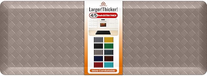 4/5 Inch Extra Thick Kitchen Mats for Floor,Non Slip Anti Fatigue Kitchen Rugs,Waterproof Stain Resistant Sink Mat,Cushioned Standing and Comfort Mats for Office (17"x47" Khaki)