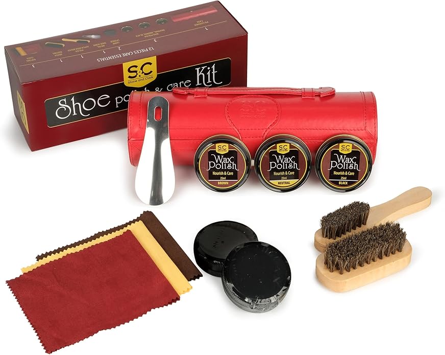 Stone and Clark Original Shoe Polish & Care Kit - Leather Shoe Shine Kit for Men & Women