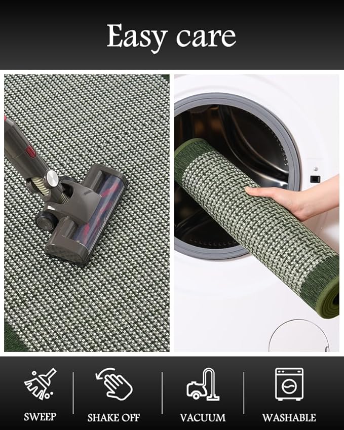PADOOR Non Slip Kitchen Rugs Sets of 2 - Extra Large 2.5'x6' + 20"x32" Runner Rugs for Kitchen Floor Non Skid Washable, Absorbent Kitchen Mat for in Front of Sink 2 Piece Green