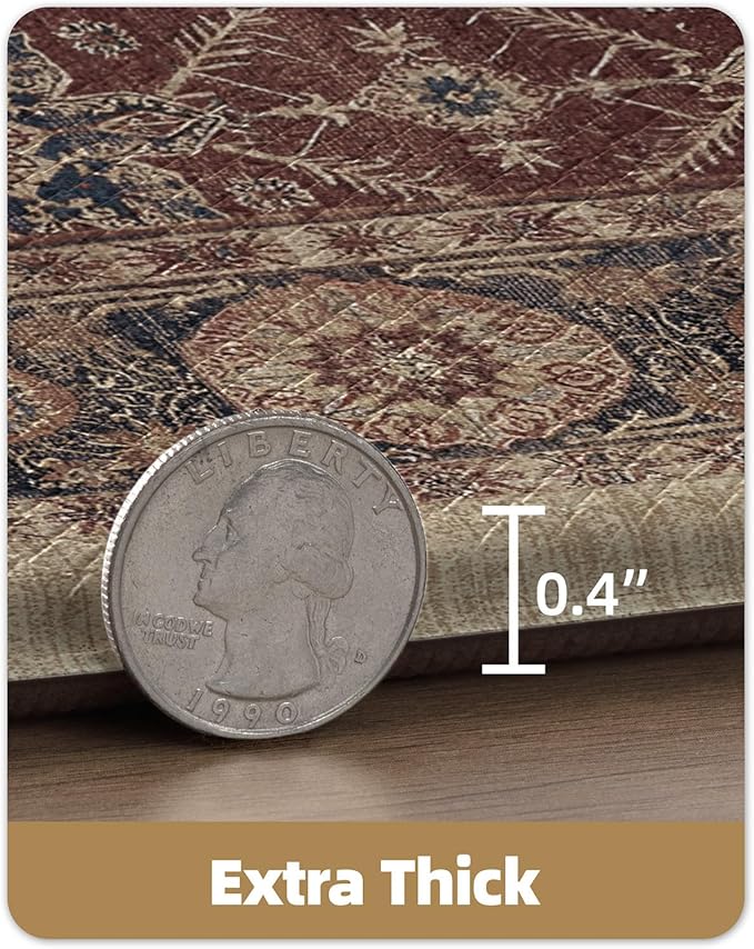 Color&Geometry Anti Fatigue Kitchen Mats for Floor 24x59, Vintage Decor, Easy Clean, Waterproof & Oil Proof, 0.4" Thick Cushioned, Non-Slip Kitchen Runner Rug for Sink, Laundry, Office, Deep Russet