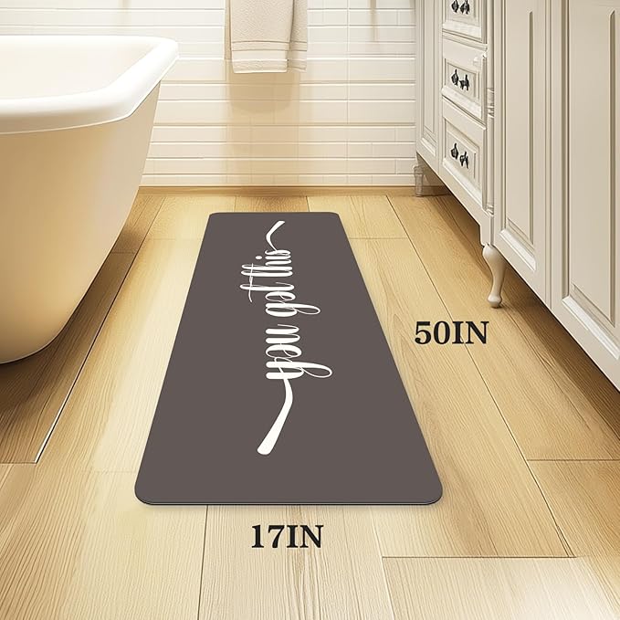 Bath Mat, Bathroom Mat Rugs Super Absorbent Shower Mats Non Slip Quick Dry Thin Rubber Mats for Bathroom Floor Fit Under Door, Shower Rug for Bathtub, Shower, Beige