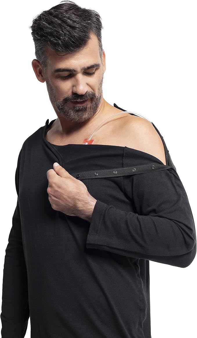 MAI We Care Post Shoulder Surgery Shirts for Men - Tear Away Recovery Apparel, Premium Chemotherapy Clothing